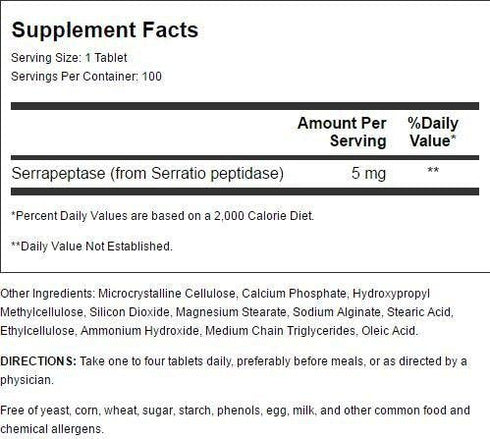 Cardiovascular Research Serraflazyme Serrapeptase Enzyme, 100 Tabs