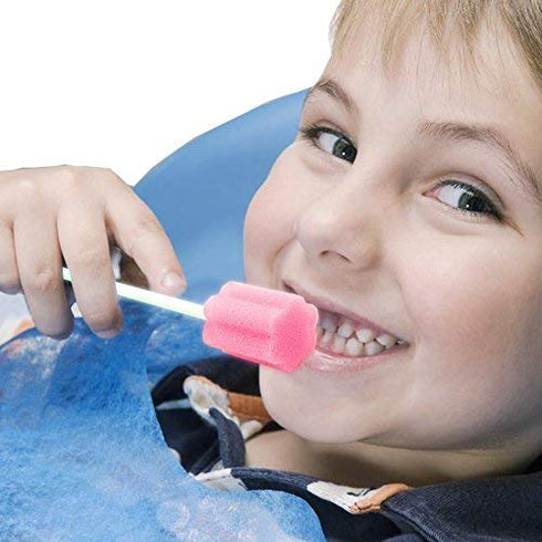 Disposable Oral Swabstick Oral Care Foam Swabs - Individually Wrapped, Pink - 150 Counts