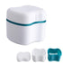 Denture Bath Case with Basket, Cleaning Box Container, Soaking Cup Cleaner for Dentures and False Teeth