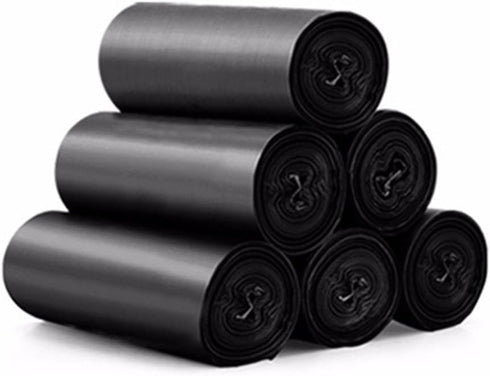 Heavy Duty Recycled Trash Bin Liners 100 Count - 9-14L Black Refuse Sacks for Kitchen and Bathroom