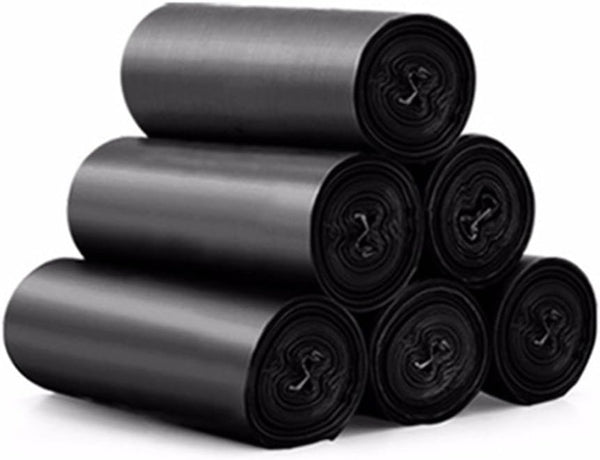 Heavy Duty Recycled Trash Bin Liners 100 Count - 9-14L Black Refuse Sacks for Kitchen and Bathroom