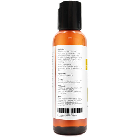 velona USDA Certified Organic Sunflower Oil, 2 Fl Oz - 100% Pure Carrier Oil for Cooking & Skin