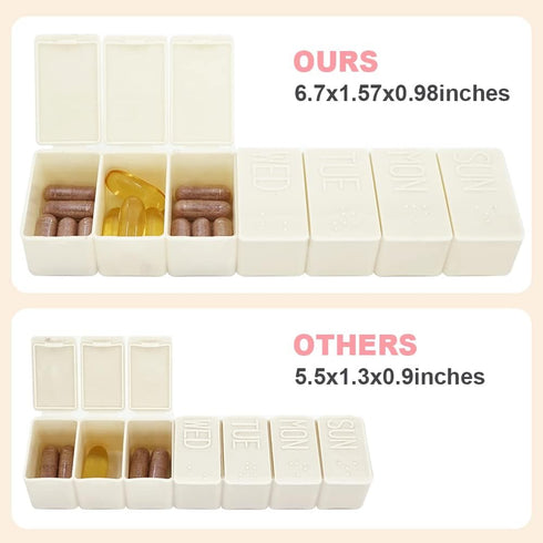 2Pack Weekly Pill Organizer, Extra Large 7 Days Pill Cases for Travel, Fish Oil, Calcium Tablets