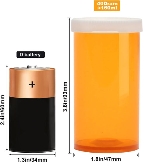 Empty Plastic Pill Bottles with Easy Open Caps, Clear Containers for Prescription Medication, 12pcs, 40 Dram