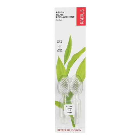 RADIUS Replacement Toothbrush Heads, Medium Bristles, 2-Count, Improve Gum Health, Pack of 1