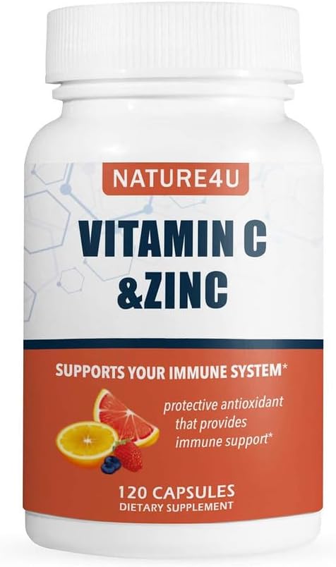 Vitamin C 1000mg with Zinc | Rose Hips and Citrus Bioflavonoids | Immune Support Supplement, Antioxidants Protection,