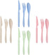 Wheat Straw Cutlery Set, Reusable Knives, Spoons, and Forks for 4, Perfect for Party, Travel, Picnic