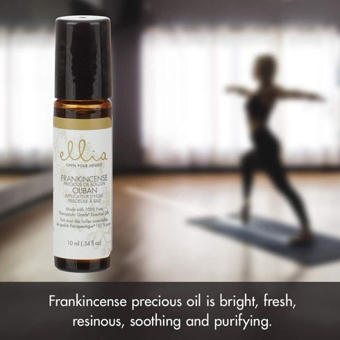 Ellia Frankincense Essential Oil Roll-On, 10ml, 100% Pure, Therapeutic Grade, Clear