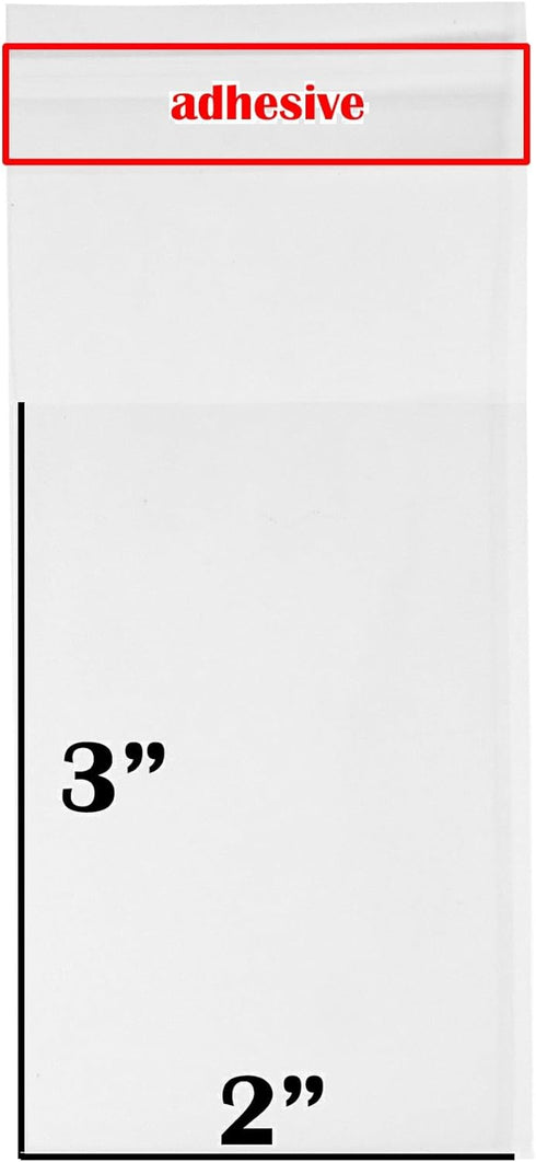 200 Pcs 2x3 Crystal Clear Resealable Cello Bags, 2"x3" - 200 Count for Treats, Bakery, Candle, Soap