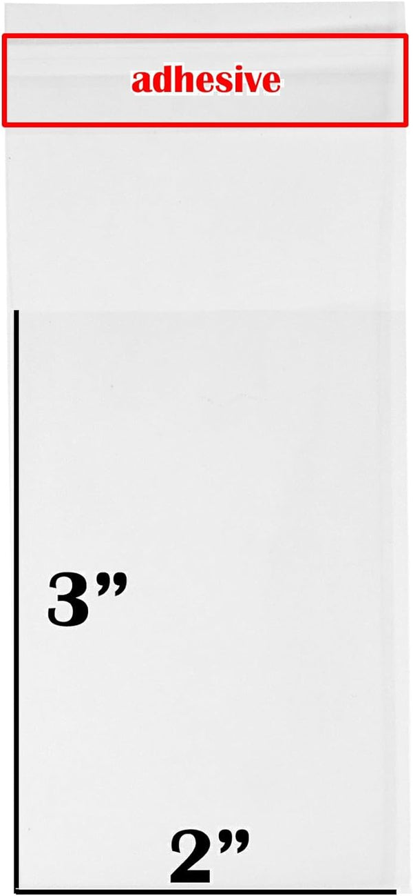 200 Pcs 2x3 Crystal Clear Resealable Cello Bags, 2"x3" - 200 Count for Treats, Bakery, Candle, Soap