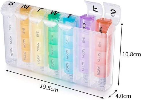 Organizer,28 7 Pill Compartments Portable Travel Pill Organizer Medicine Box Day Pill Box Vitamin Case Moisture-Proof