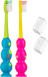 Kids Toothbrush 2 Pack, Soft Contoured Bristles, Child Sized Brush Heads (3-10 Years) - Suction Cup for Easy Storage