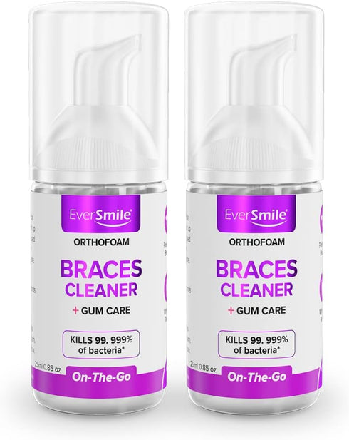 EverSmile OrthoFoam Braces Cleaner - Cleans Under Brackets & Wires, Foaming Bubbles Whiten Teeth (25ml - 2pk)