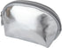 Small Makeup Bag, Cosmetic Bags for Women, Silver Leather Makeup Pouch