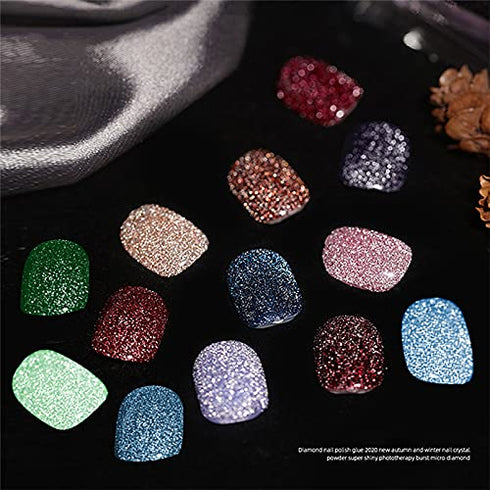 VERONNI Red Glitter Nail Gel Polish - Reflective Flashing Gel Nail Polish for Shiny Nail Art, Soak Off UV LED