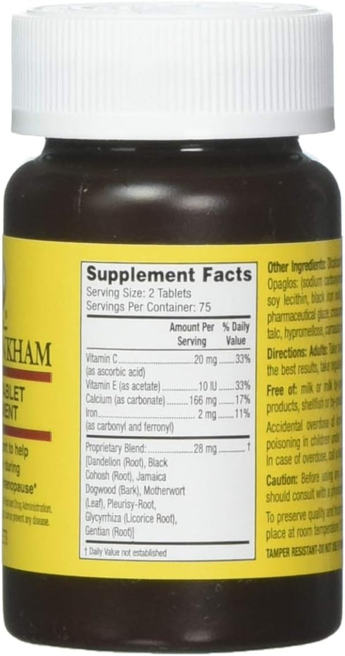 Lydia Pinkham 150 Count Herbal Supplement Tablets for Menstruation and Menopause Support