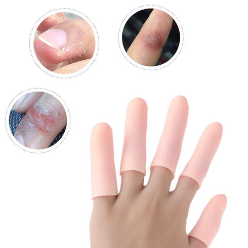 Silicone Finger Protectors, 10 Pack Gel Finger Cots & Bandages for Women, Protect Finger Tips from Cracks