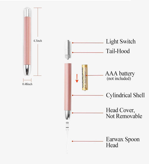 Ear Wax Removal Tool, LED Lights Ear Cleaning Kit, Updated Version, Non-Slip, BPA Free (Two Golden)
