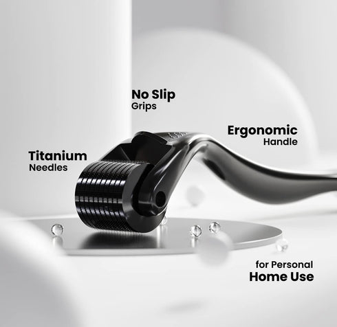 ROSELYNBOUTIQUE 540 Microneedle Derma Roller for Hair, Beard, Facial Skin, Cosmetic Beauty Instrument (Black)