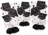 Black & White Graduation Mini Honeycomb Decorations, 8" (3 Count) - Perfect for Grad Parties
