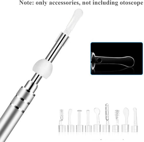 9PCS Earpick Spoon Accessories for 3.5mm Diameter Otoscope, Metal Ear Spoon for Adults and Children