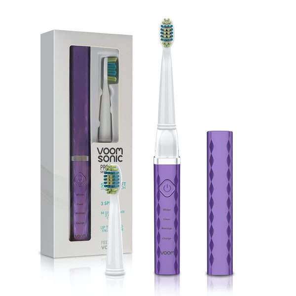Voom Sonic Pro 3 Rechargeable Electric Toothbrush, Soft Dupont Nylon Bristles, 2-Minute Timer, Purple
