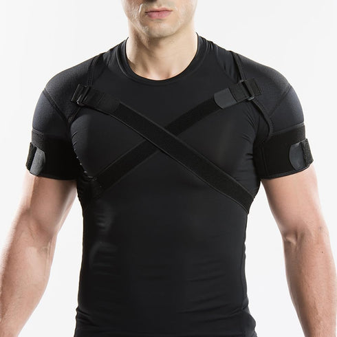 Kuangmi Double Shoulder Support Brace Strap Wrap Neoprene Protector, M