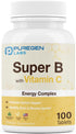 Puregen Labs Super B Energy Complex with Vitamin C | 100 Vegetarian Tablets | Immune Health, Energy & Nervous System
