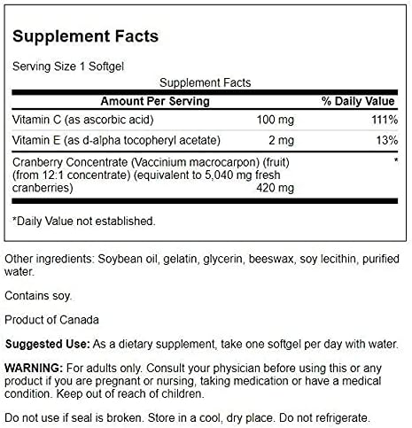 Swanson Super Strength Cranberry Whole Fruit Concentrate 420 Milligrams 60 Sgels