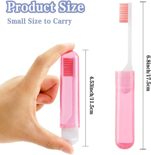 Travel Toothbrush Set, 3PCS Mini Soft Portable Toothbrush with Cover, Individually Wrapped, Orange, Yellow, Pink