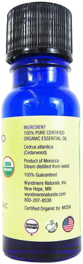 Wyndmere Essential Oils - Cedarwood Essential Oil - Certified Organic - 100% Pure Therapeutic Quality - 10ml - Made in USA