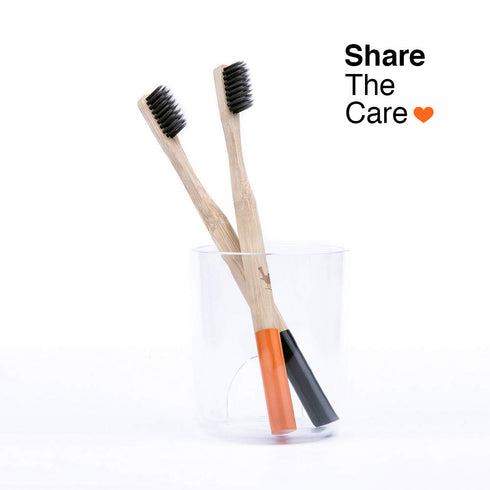 Bamboo Toothbrush Set of 4 with Soft Charcoal Infused Bristles