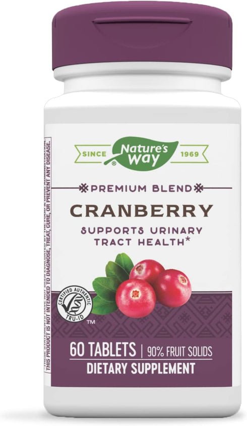 Nature's Way Premium Blend Cranberry Supplement with Vitamin C, 60 Tablets for Urinary Tract Health Support
