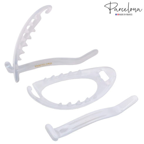 Parcelona French Plain Oval Small Celluloid Hair Barrette Clips, Metal Free Hair Accessories for Women (Solid White)