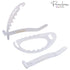 Parcelona French Plain Oval Small Celluloid Hair Barrette Clips, Metal Free Hair Accessories for Women (Solid White)
