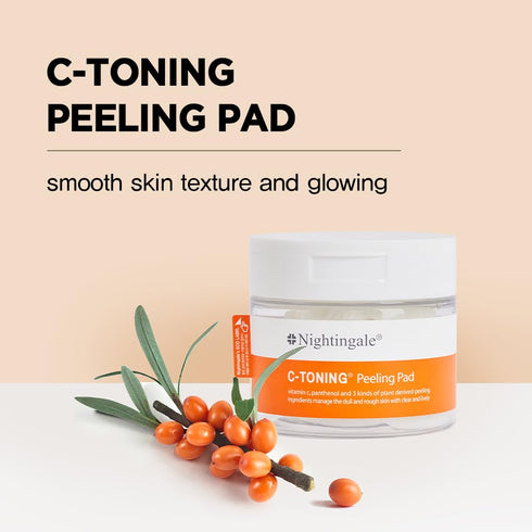 Nightingale C-toning Peeling Pads with Vitamin Complex + AHA·BHA·PHA + Niacinamide, Exfoliating Peel Pads, Sebum Care, Improve Skin Texture, Hypoallergenic, Fragrance & Alcohol Free, Vegan Pads