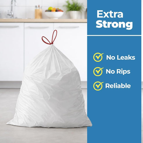 Neyora 13 -200 Count -23''27'' Gallon Trash Bags White Trash Holders Unscented Trash Bags with Drawstrings