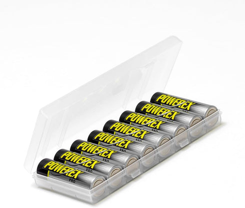 Powerex (1.2V, 2700mAh) 8-Pack PRO High Capacity Rechargeable AA NiMH Batteries - + Battery Holder