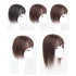 Middle Part Silk Base Human Hair Topper - 7x10cm Clip in Hairpiece with Wispy Fringe, Dark Reddish Brown