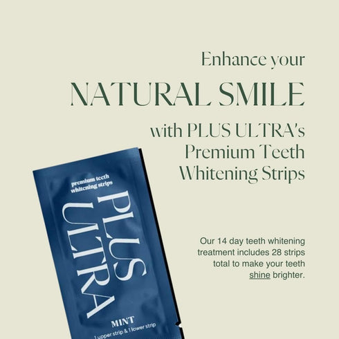 PLUS ULTRA Premium Teeth Whitening Strips, Eco-Friendly Vegan Stain Remover, Mint, 28 Strips (14-Day Treatment)