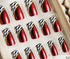 YUNAI 24 PCS Medium Length Full Cover False Nails - French Ellipse Red Wine Oblique Leopard Fake Nails