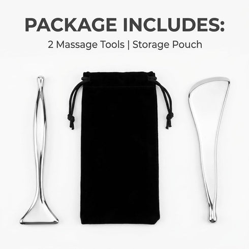 xaytsut 2-Pack 2-in-1 Set, Acupuncture Pen Stainless Steel Gua Sha Scraper & Dual-Ended Fascia Release Tools, Large