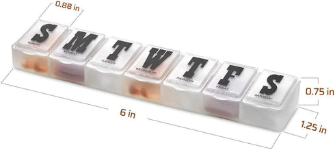 Pill Organizers, Pack of 4 Bold Letter Weekly Pill Planners for 28 Days Total