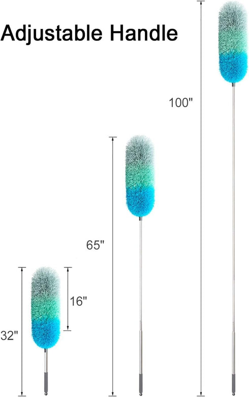 BOOMJOY Microfiber Feather Duster - 100 inches Extension Pole for Cleaning High Ceilings, Fans, Blinds