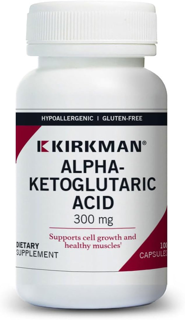 Kirkman Alpha-Ketoglutaric Acid 300 mg - 100 Capsules - Supports Metabolism & Strong Bones - Hypoallergenic