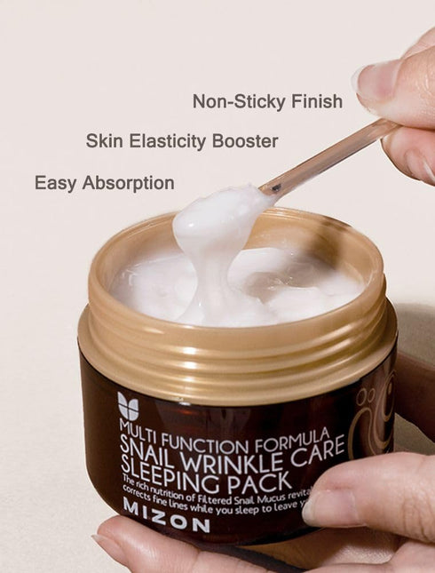 MIZON Snail Line Wrinkle Care Sleeping Pack, Nourishing & Firming Mask for Damaged Skin, 2.7 FL oz