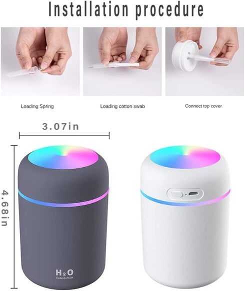 Colorful Cool Mini Humidifier, Essential Oil Diffuser, USB Personal Desktop Humidifier, Navy Blue