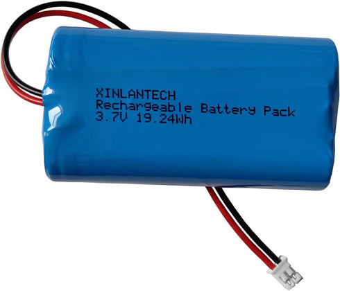 3.7v 5200mah Rechargeable Lithium Battery Pack with JST PH2.0-2Pin Plug for Bluetooth Speaker, Solar Light, Outdoor