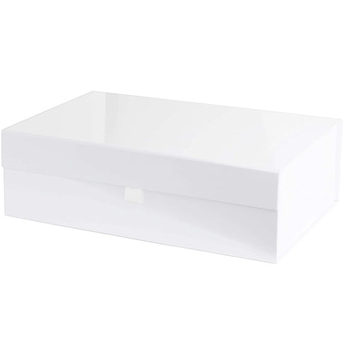 Purple Q Crafts White Hard Gift Box, 14" x 9" x 4" Rectangle Favor Box with Magnetic Closure Lid