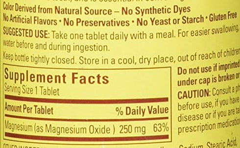 NATURE MADE Magnesium, 250 mg, 100 Tablets
